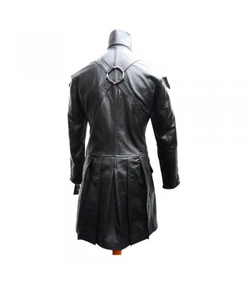 Men Gothic Leather Coat Lambskin Rock Style Goth Steampunk Jacket Matrix Trench Coat